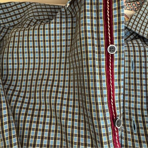 Robert Graham Button-Down Shirt Silk Trim Gingham Check Pattern Size S - Picture 15 of 15